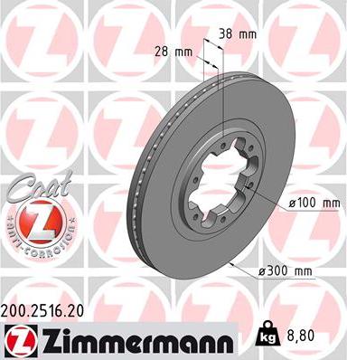 Zimmermann 200.2516.20 - Brake Disc autospares.lv