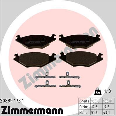 Zimmermann 20889.173.1 - Brake Pad Set, disc brake autospares.lv