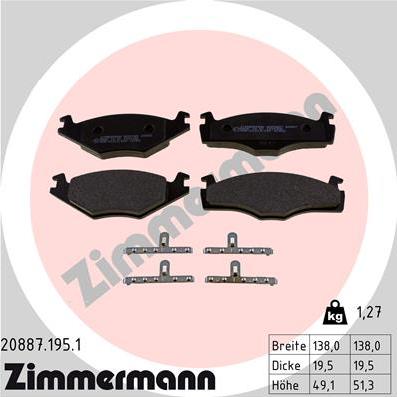 Zimmermann 20887.195.1 - Brake Pad Set, disc brake autospares.lv