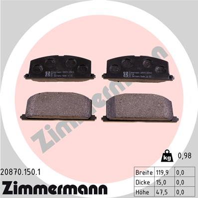 Zimmermann 20870.150.1 - Brake Pad Set, disc brake autospares.lv