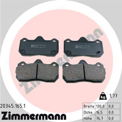 Zimmermann 20345.165.1 - Brake Pad Set, disc brake autospares.lv