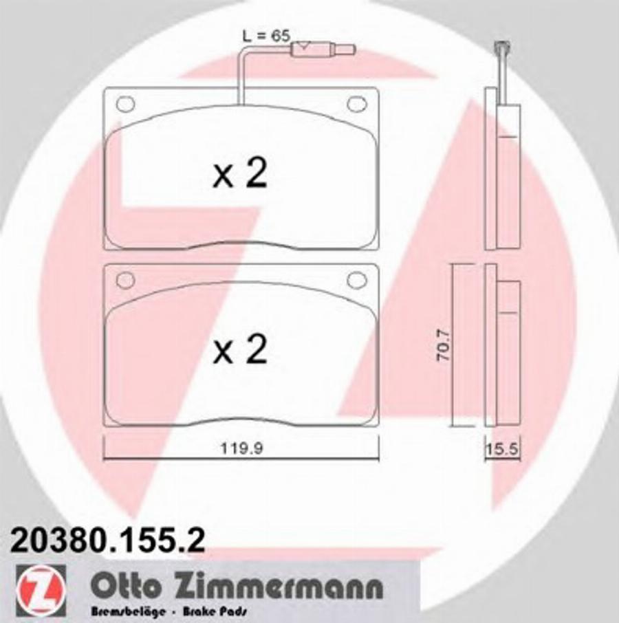 Zimmermann 203801552 - Brake Pad Set, disc brake autospares.lv