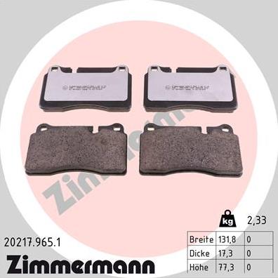 Zimmermann 20217.965.1 - Brake Pad Set, disc brake autospares.lv