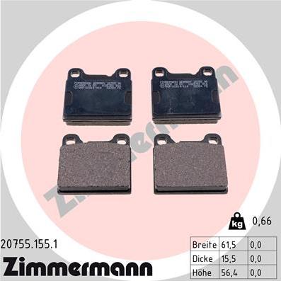 Zimmermann 20755.155.1 - Brake Pad Set, disc brake autospares.lv