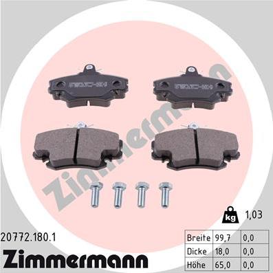 Zimmermann 20772.180.1 - Brake Pad Set, disc brake autospares.lv