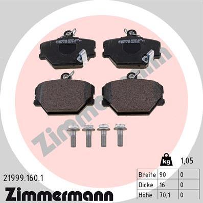 Zimmermann 21999.160.1 - Brake Pad Set, disc brake autospares.lv