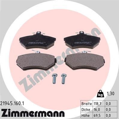 Zimmermann 21945.160.1 - Brake Pad Set, disc brake autospares.lv