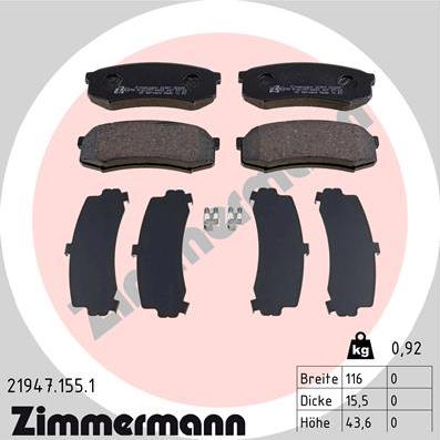 Zimmermann 21947.155.1 - Brake Pad Set, disc brake autospares.lv