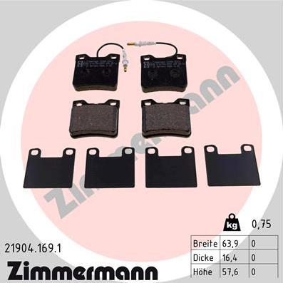 Zimmermann 21904.169.1 - Brake Pad Set, disc brake autospares.lv