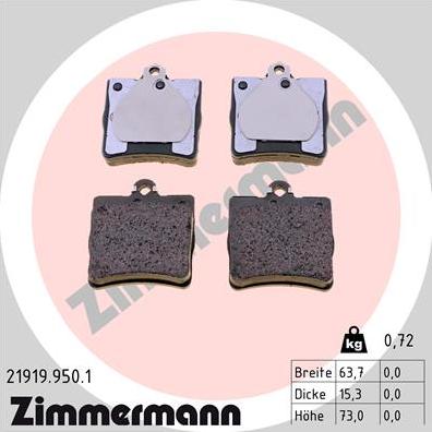 Zimmermann 21919.950.1 - Brake Pad Set, disc brake autospares.lv