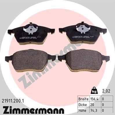 Zimmermann 21911.200.1 - Brake Pad Set, disc brake autospares.lv