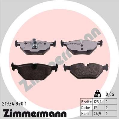Zimmermann 21934.970.1 - Brake Pad Set, disc brake autospares.lv