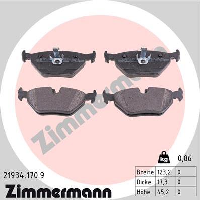 Zimmermann 21934.170.9 - Brake Pad Set, disc brake autospares.lv