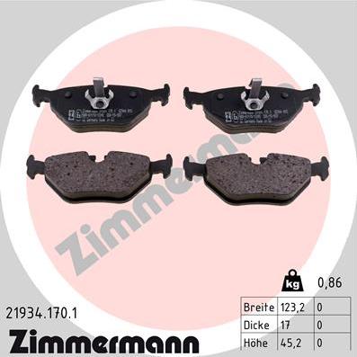 Zimmermann 21934.170.1 - Brake Pad Set, disc brake autospares.lv