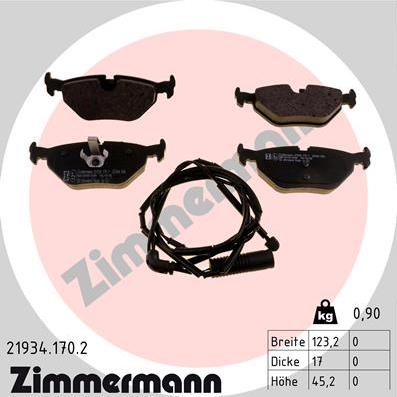 Zimmermann 21934.170.2 - Brake Pad Set, disc brake autospares.lv