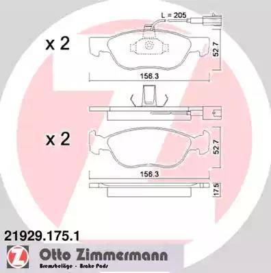 Zimmermann 21929.175.1 - Brake Pad Set, disc brake autospares.lv