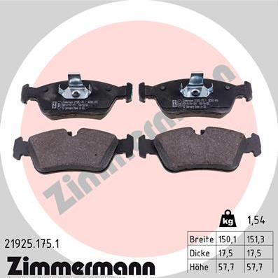 Zimmermann 21925.175.1 - Brake Pad Set, disc brake autospares.lv