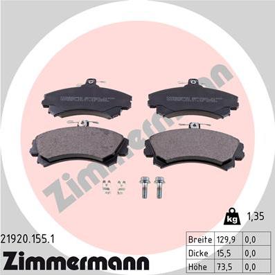 Zimmermann 21920.155.1 - Brake Pad Set, disc brake autospares.lv