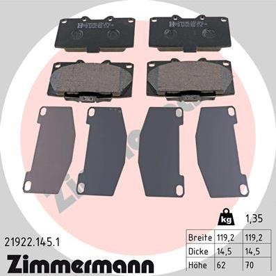 Zimmermann 21922.145.1 - Brake Pad Set, disc brake autospares.lv