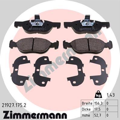 Zimmermann 21927.175.2 - Brake Pad Set, disc brake autospares.lv