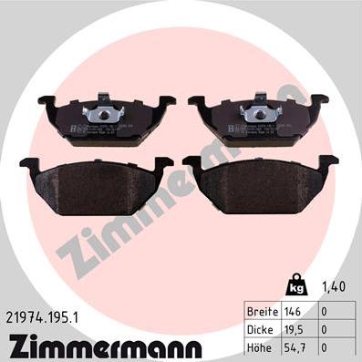 Zimmermann 21974.195.1 - Brake Pad Set, disc brake autospares.lv