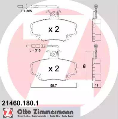 Zimmermann 21460.180.1 - Brake Pad Set, disc brake autospares.lv