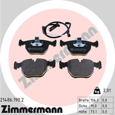 Zimmermann 21486.190.2 - Brake Pad Set, disc brake autospares.lv