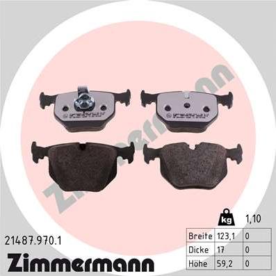 Zimmermann 21487.970.1 - Brake Pad Set, disc brake autospares.lv