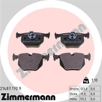 Zimmermann 21487.170.9 - Brake Pad Set, disc brake autospares.lv