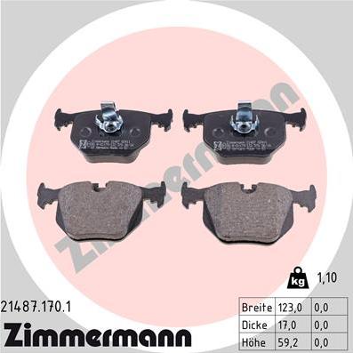Zimmermann 21487.170.1 - Brake Pad Set, disc brake autospares.lv