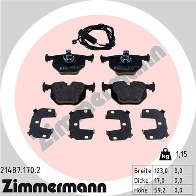 Zimmermann 21487.170.2 - Brake Pad Set, disc brake autospares.lv