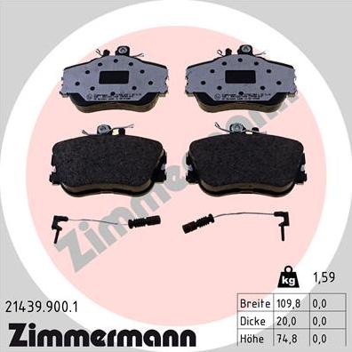 Zimmermann 21439.900.1 - Brake Pad Set, disc brake autospares.lv