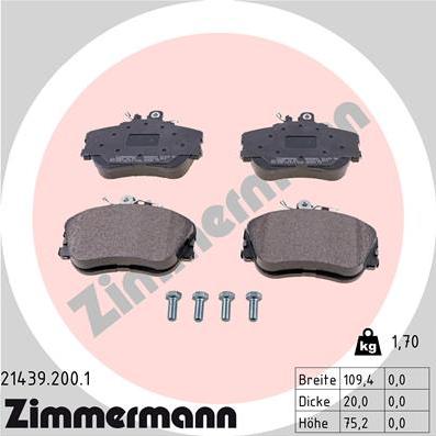 Zimmermann 21439.200.1 - Brake Pad Set, disc brake autospares.lv