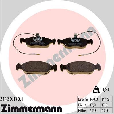 Zimmermann 21430.170.1 - Brake Pad Set, disc brake autospares.lv