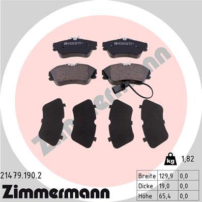 Zimmermann 21479.190.2 - Brake Pad Set, disc brake autospares.lv