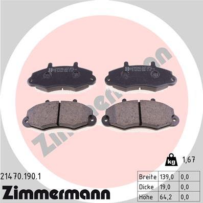 Zimmermann 21470.190.1 - Brake Pad Set, disc brake autospares.lv