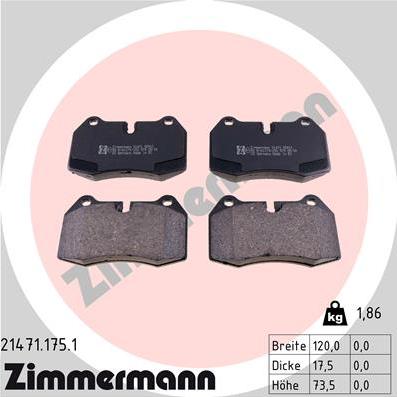 Zimmermann 21471.175.1 - Brake Pad Set, disc brake autospares.lv