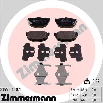 Zimmermann 21553.140.1 - Brake Pad Set, disc brake autospares.lv