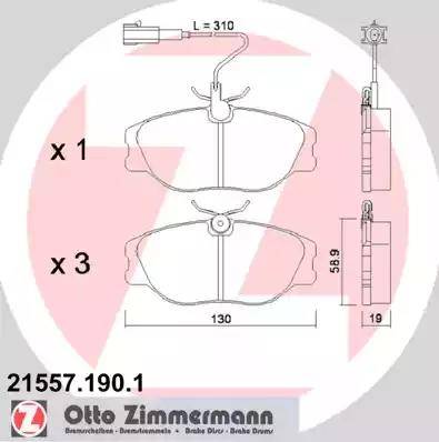 Zimmermann 21557.190.1 - Brake Pad Set, disc brake autospares.lv