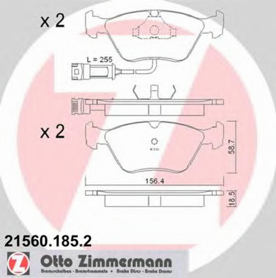 Zimmermann 215601852 - Brake Pad Set, disc brake autospares.lv