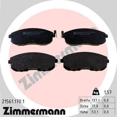 Zimmermann 21561.170.1 - Brake Pad Set, disc brake autospares.lv