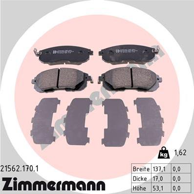 Zimmermann 21562.170.1 - Brake Pad Set, disc brake autospares.lv