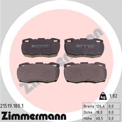 Zimmermann 21519.180.1 - Brake Pad Set, disc brake autospares.lv