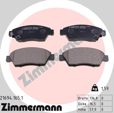 Zimmermann 21694.165.1 - Brake Pad Set, disc brake autospares.lv