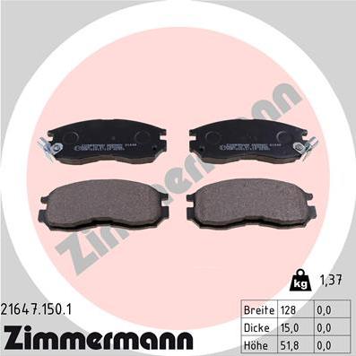 Zimmermann 21647.150.1 - Brake Pad Set, disc brake autospares.lv