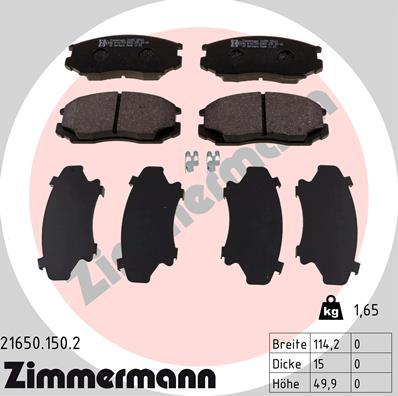 Zimmermann 21650.150.2 - Brake Pad Set, disc brake autospares.lv