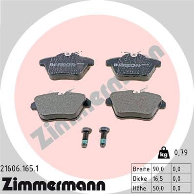 Zimmermann 21606.165.1 - Brake Pad Set, disc brake autospares.lv