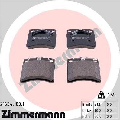 Zimmermann 21634.180.1 - Brake Pad Set, disc brake autospares.lv