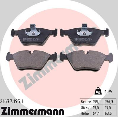 Zimmermann 21677.195.1 - Brake Pad Set, disc brake autospares.lv