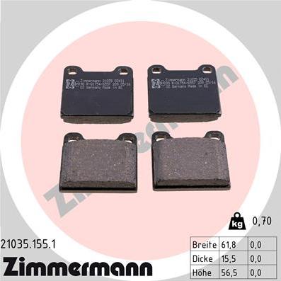 Zimmermann 21035.155.1 - Brake Pad Set, disc brake autospares.lv